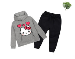 Kids Winter Hoodie Set | Kitty Printed