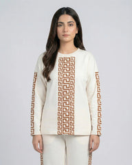 Urban Luxe Greek Co-Ord Set for Women | Cream