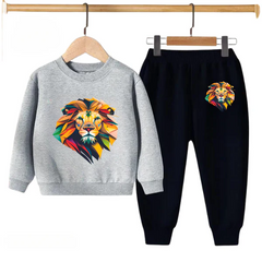 Kids Winter Sweat Shirt Set | Vibrant Lion Printed