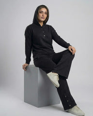 Winter Button Bottom Tracksuit | BLACK