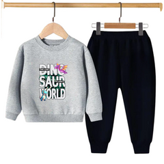 Kids Winter Sweat Shirt Set | Dinosaur World Printed
