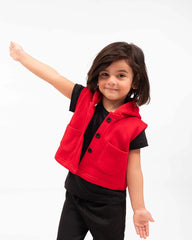 Kids Trendy Hoodie Vest | Red