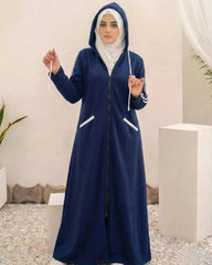 Women Hooded Zip-Up Fleece Abaya | Purple