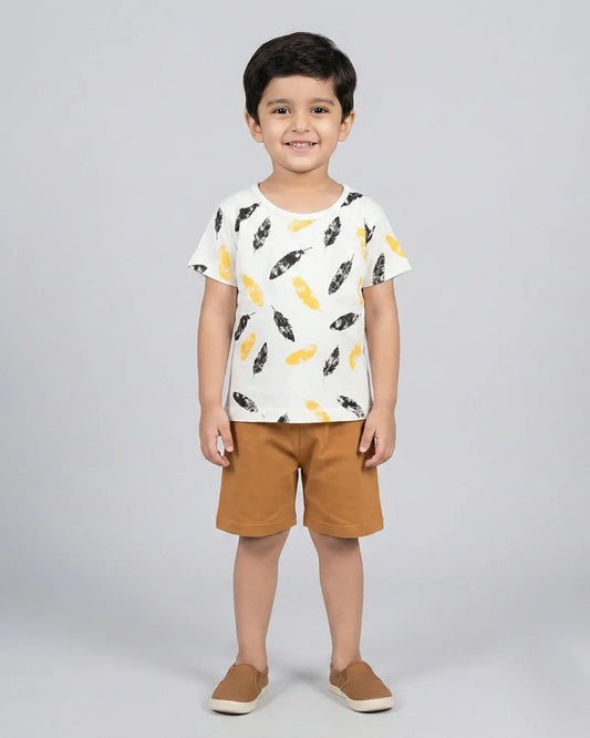 Brown Feather Short Set