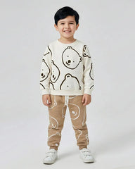 Kids Bear Print Sweatshirt & Jogger Set