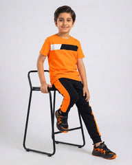 Trendy Kids Orange Block T-Shirt & Pant Set