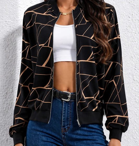 Women Cross Linning Jacket - Brown