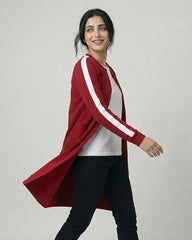 Maroon Western Stripe Long Sleeve Cardigan