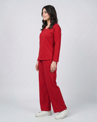 Women V Neck Lounge Wear - Red