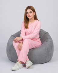 Women Round Neck Lounge Wear - Baby Pink