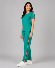 Green and White Striped Tracksuit