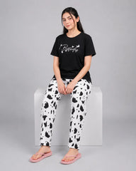 Black Butterfly Print pajama Set