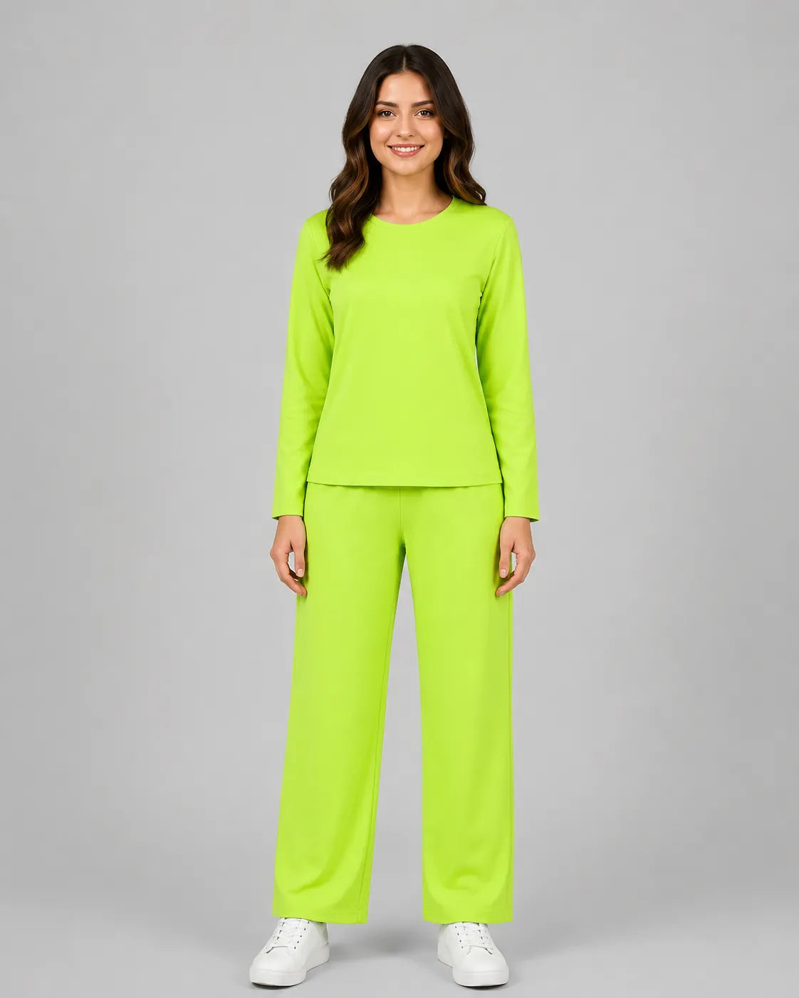 Women Round-Neck Lounge Wear - Lemon Yellow