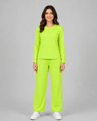 Women Round-Neck Lounge Wear - Lemon Yellow
