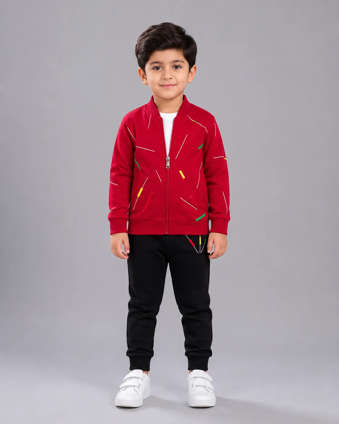 Kids Zipper Winter Tracksuit - Red