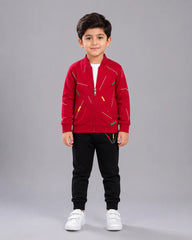 Kids Zipper Winter Tracksuit - Red