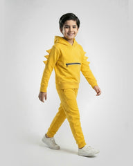 Kids Winter Dino Spike Hoodie - Yellow