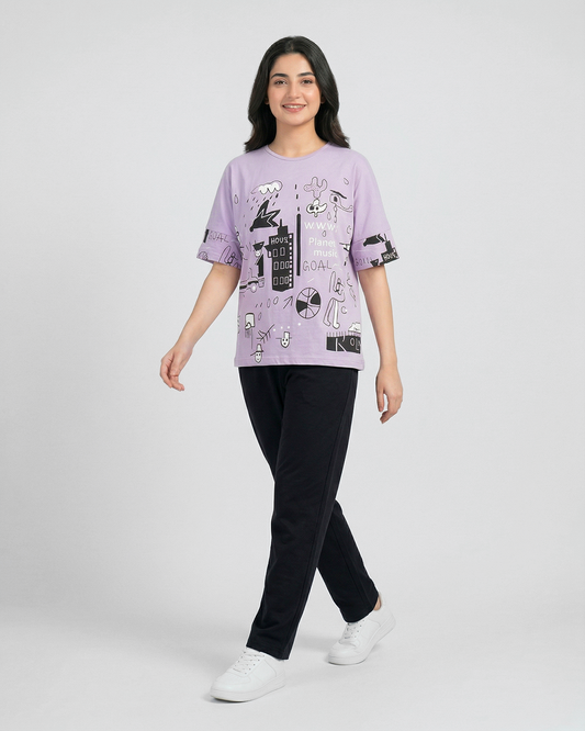 Funky Style T-Shirt & Trouser | Purple