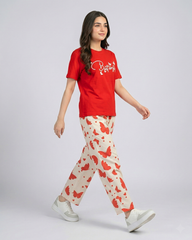 Red Butterfly Print Pajama Set