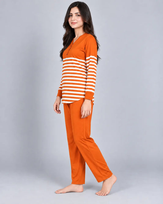 Cozy Stripe Lounge Set - Orange