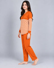 Cozy Stripe Lounge Set - Orange