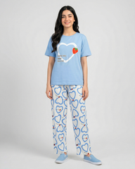 Azure Hearts Pajama Set