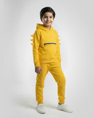 Kids Winter Dino Spike Hoodie - Yellow
