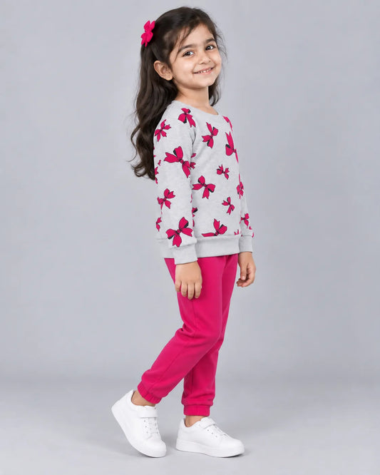 Flutter Wings Butterfly Fleece Set for Girls - Hot Pink