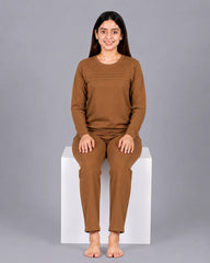 Elegant Pleat Pajama Set - Camel