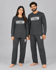 Boston Drop Shoulder Unisex Pajama Set - Grey