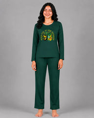 Women Round-Neck Lounge Wear | Never Give Up - Sherwood Green