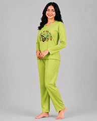 Women Round-Neck Lounge Wear | Never Give Up - Lemon Yellow