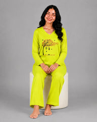 Women V-Neck Lounge Wear | Spring Tree - Lemon Yellow