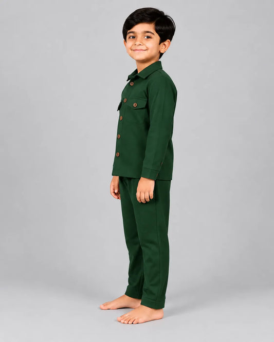 Mini Cargo Shirt Set - Green