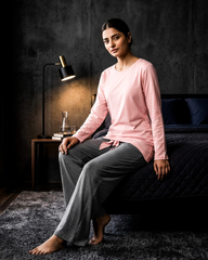 Women's Premium 2 Piece Lounge Set - Pink & Grey