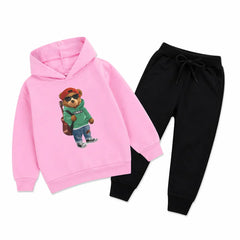 Kids Winter Hoodie Set | Green Bear Printed