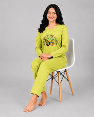 Women Round-Neck Lounge Wear | Never Give Up - Lemon Yellow