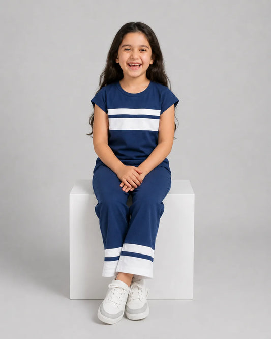 Girls Luxe Pajama Set - Navy Blue
