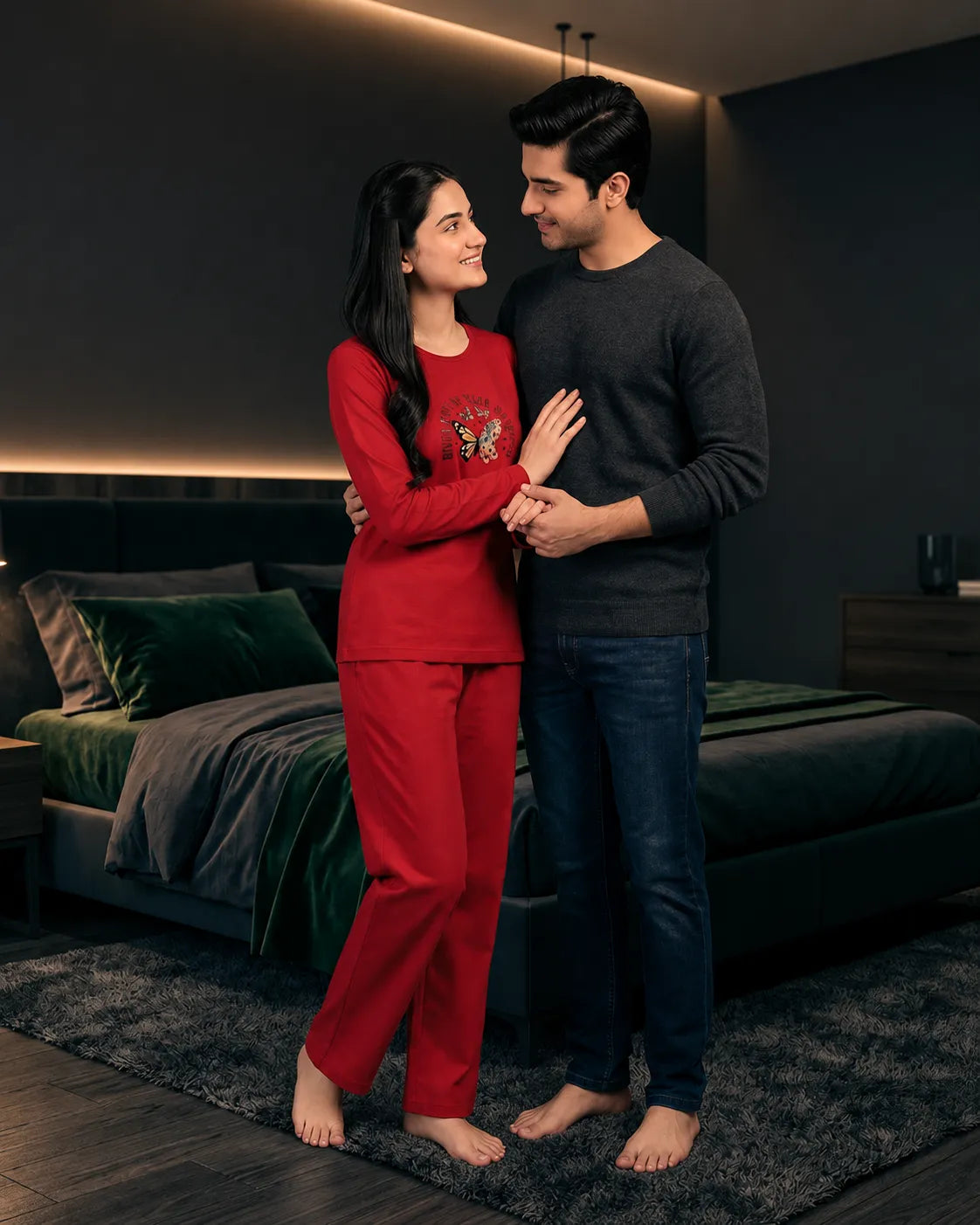 Women Round-Neck Lounge Wear | Never Give Up - Red