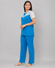 Graceful Lace Pajama Set - Sky Blue