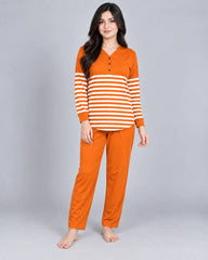 Cozy Stripe Lounge Set - Orange