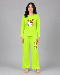 Women Round-Neck Lounge Wear | Hello Kitty - Lemon Yellow