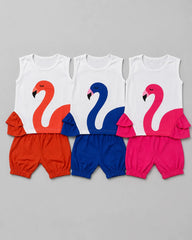 Pack Of 3 Kids Flamingo Sando Set | Terracotta, Navy & Pink