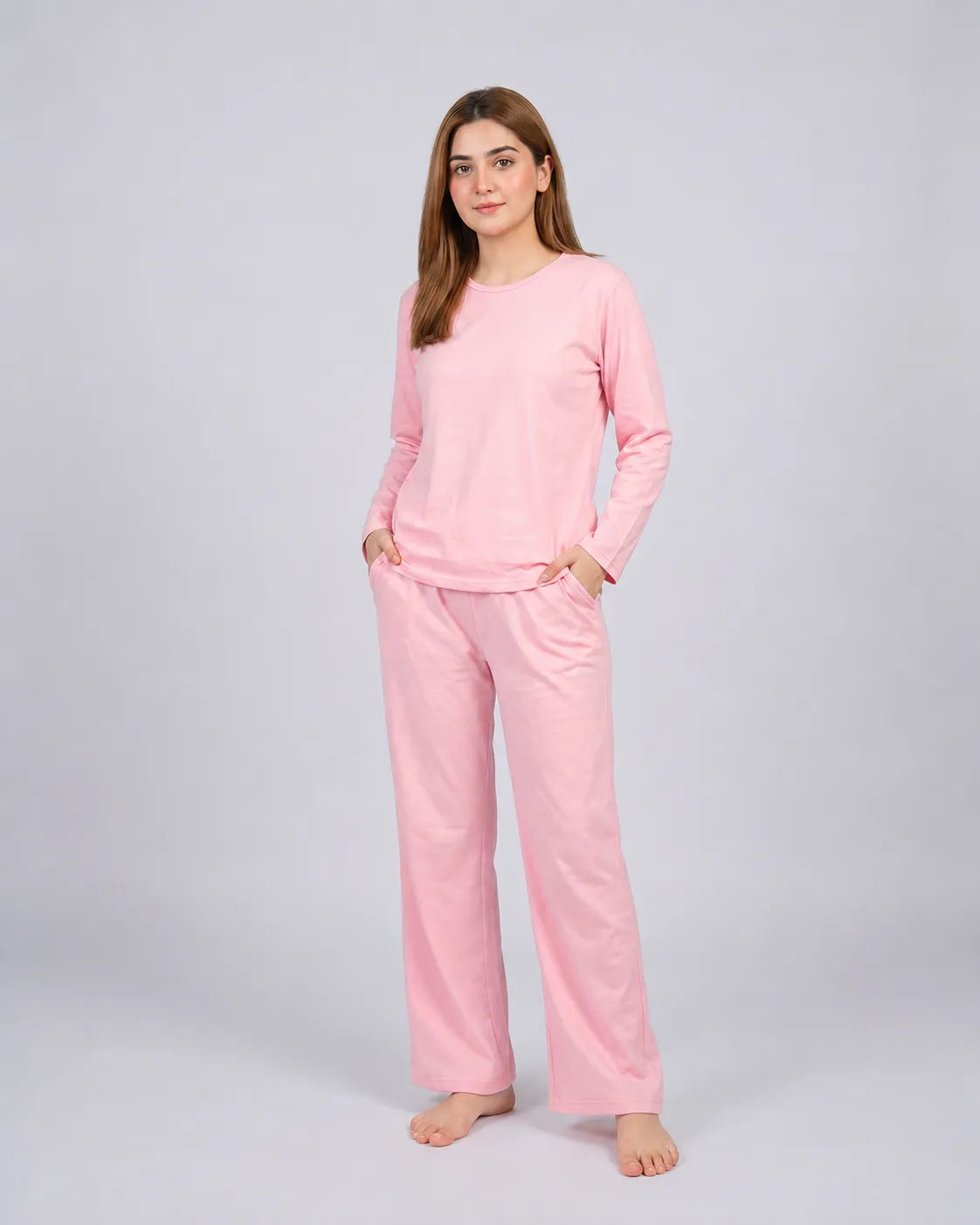 Women Round Neck Lounge Wear - Baby Pink