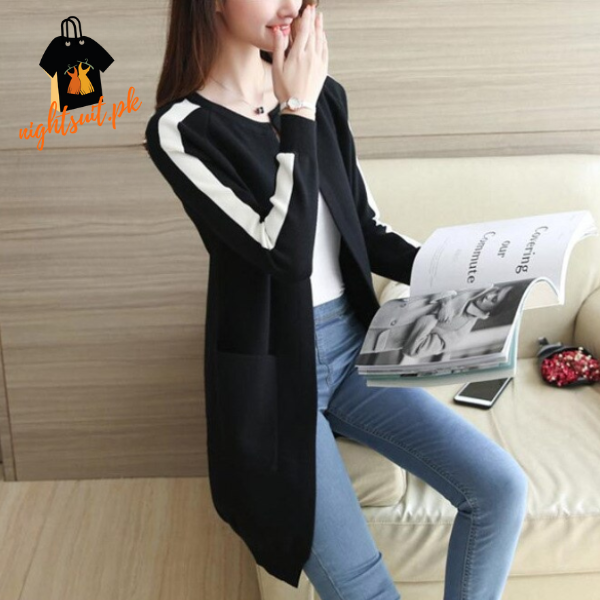 Black Western Stripe Long Sleeve Cardigan