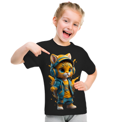 Cool Cat Printed T Shirt For Kids