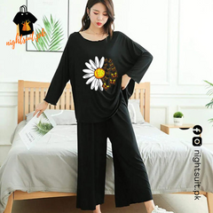 Black Daisy Loose Style Loungewear