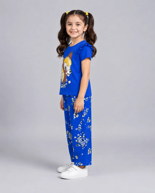 Royal Blue Bambi Printed Kids Co-Ord Set