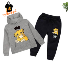 Red Future King Printed Kids Hoodie Set