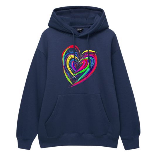 Neon Heart Printed Hoodie